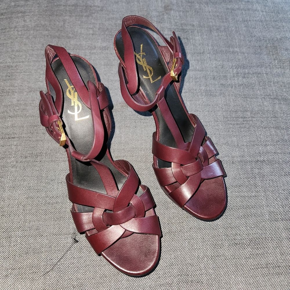 Yves Saint Laurent Paris YSL Tribute Women’s Platform Heel Burgandy Size 9.5 - Picture 2 of 10